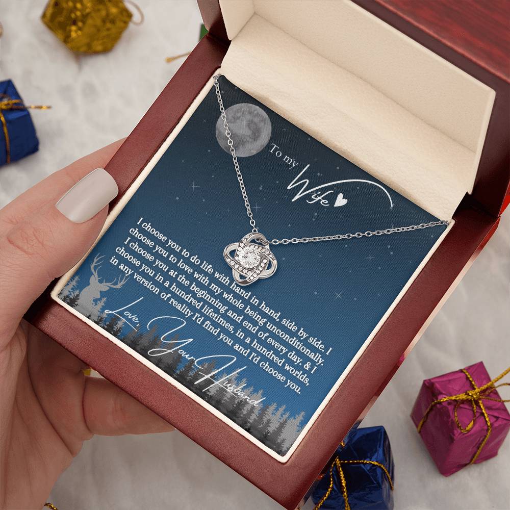 "I Choose You" Love Knot Necklace (Blue Starlight Edition)  -  To My Birthday, Wedding Anniversary