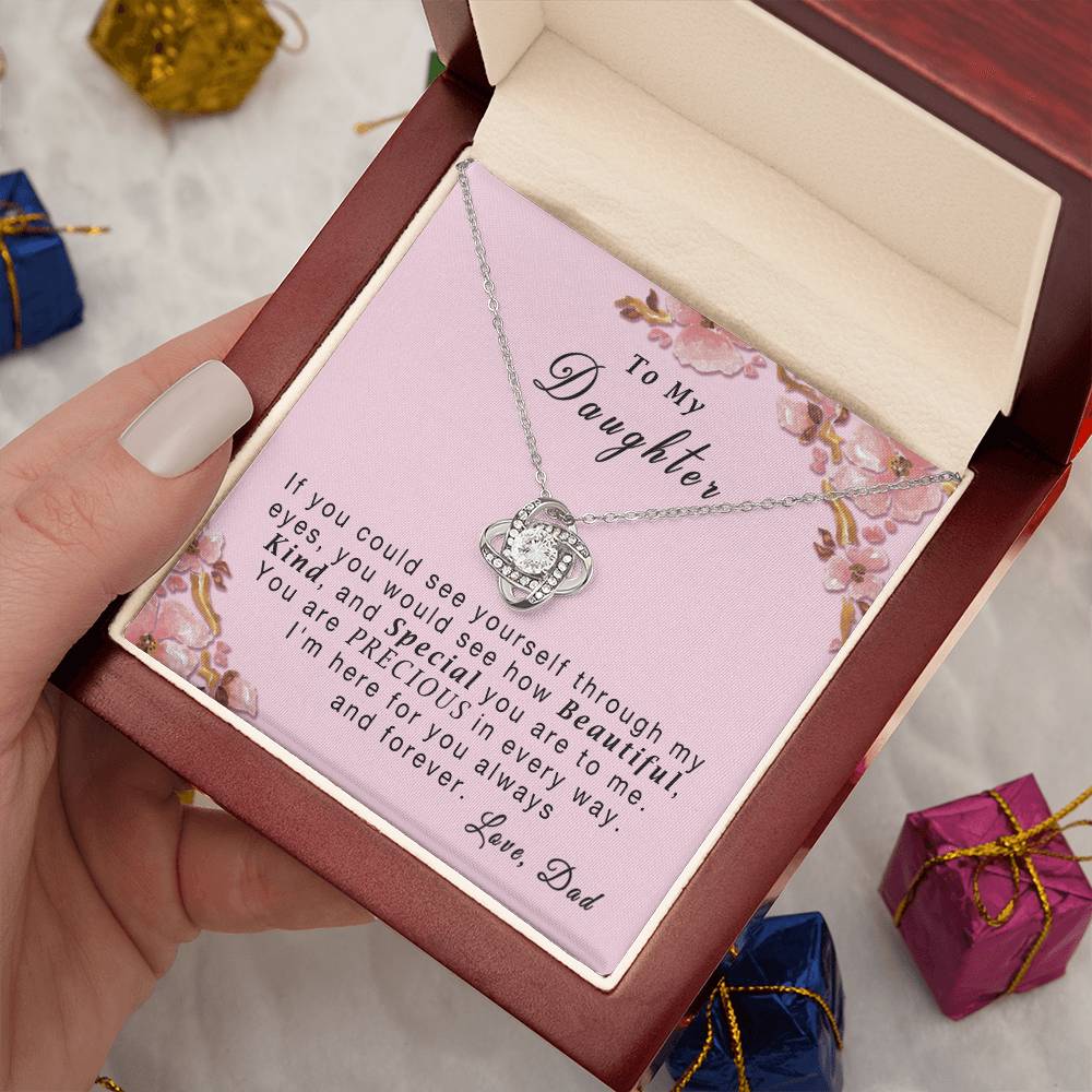"To My Daughter, If You Could See.." Cubic Zirconia With 14k White Gold Finish Necklace