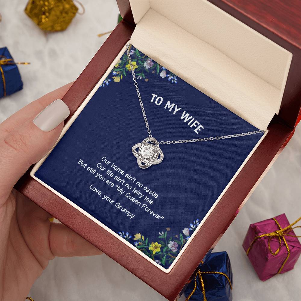 "My Wife" - Love Knot Necklace - To My Queen – Happy Anniversary