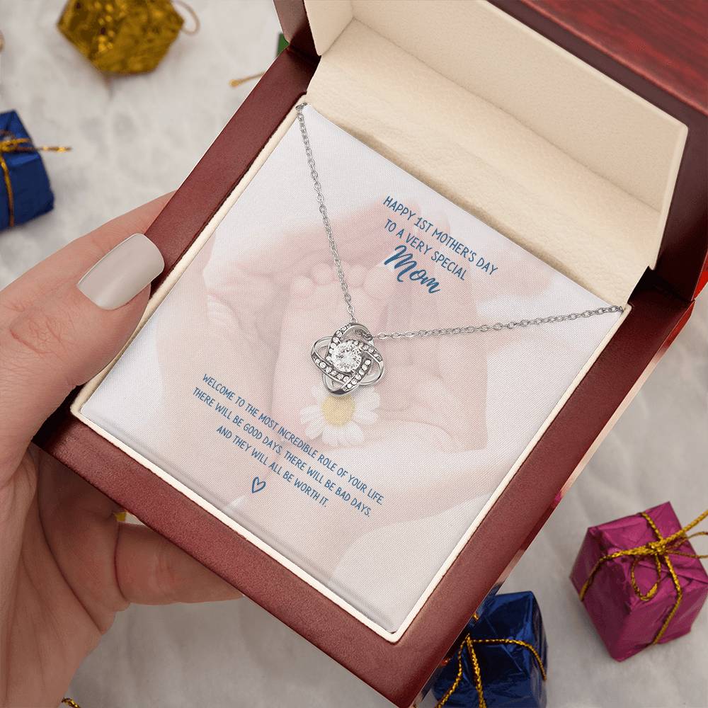 "Happy 1st Mother's Day" - Love Knot Necklace - Happy 1ST Mother's Day To A Very Special Mom