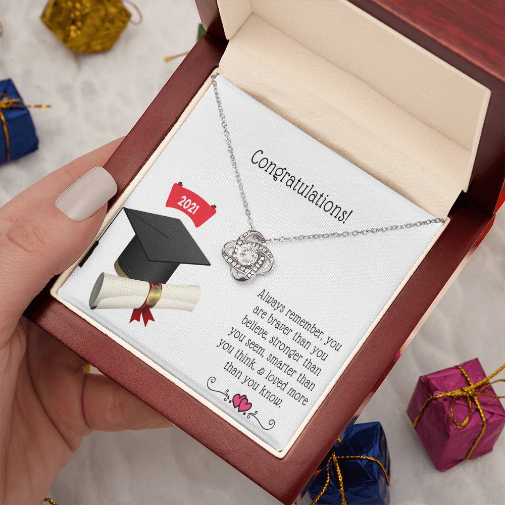 "A Graduation Gift - Love Knot Necklace" -"Always Rememberl" - To Graduation, Promotion