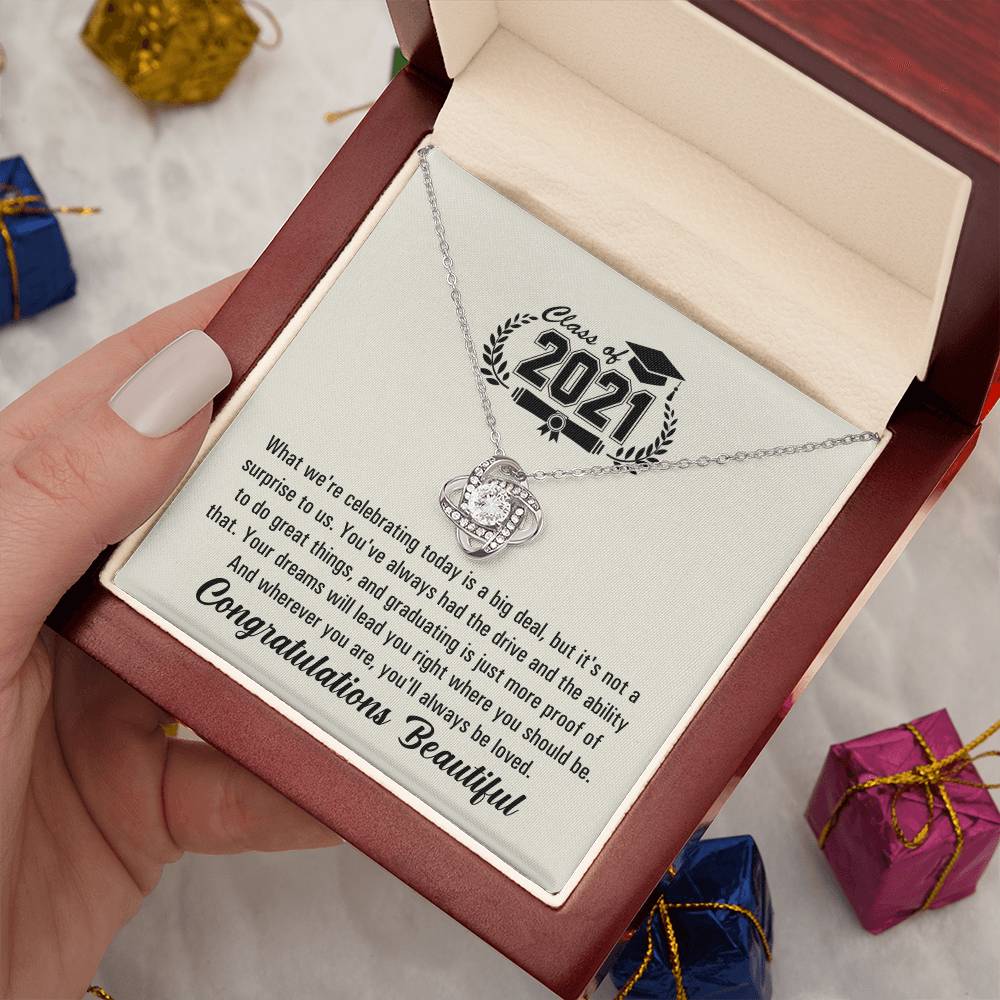 (Almost Gone!) Graduation Necklace - Congratulations Beautiful - Graduation Gift