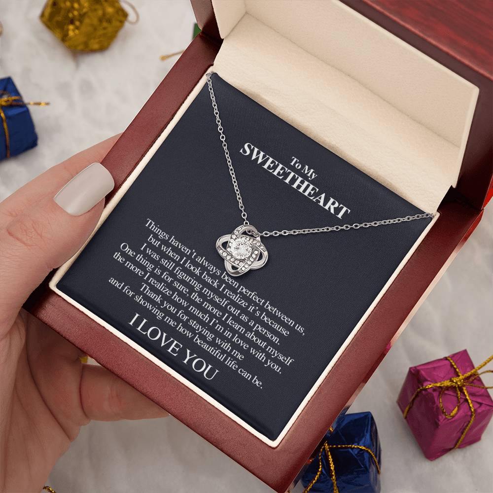"How Beautiful Life Can Be" Love Knot Necklace - To My Sweet Heart - Gift For Bride, Wife, Girlfriend
