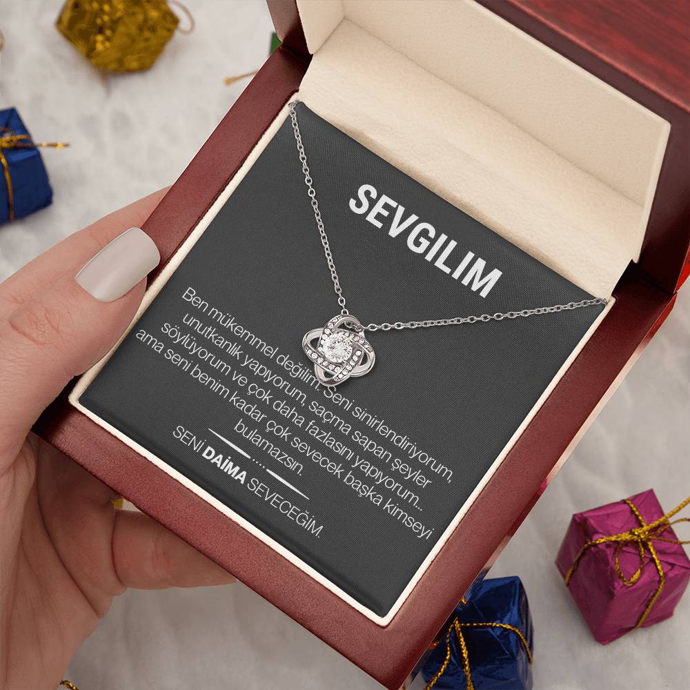 "Sevgilim" Love Knot Necklace in Turkish | 14k White Gold Over Stainless Steel - To My Soulmate – Happy Anniversary