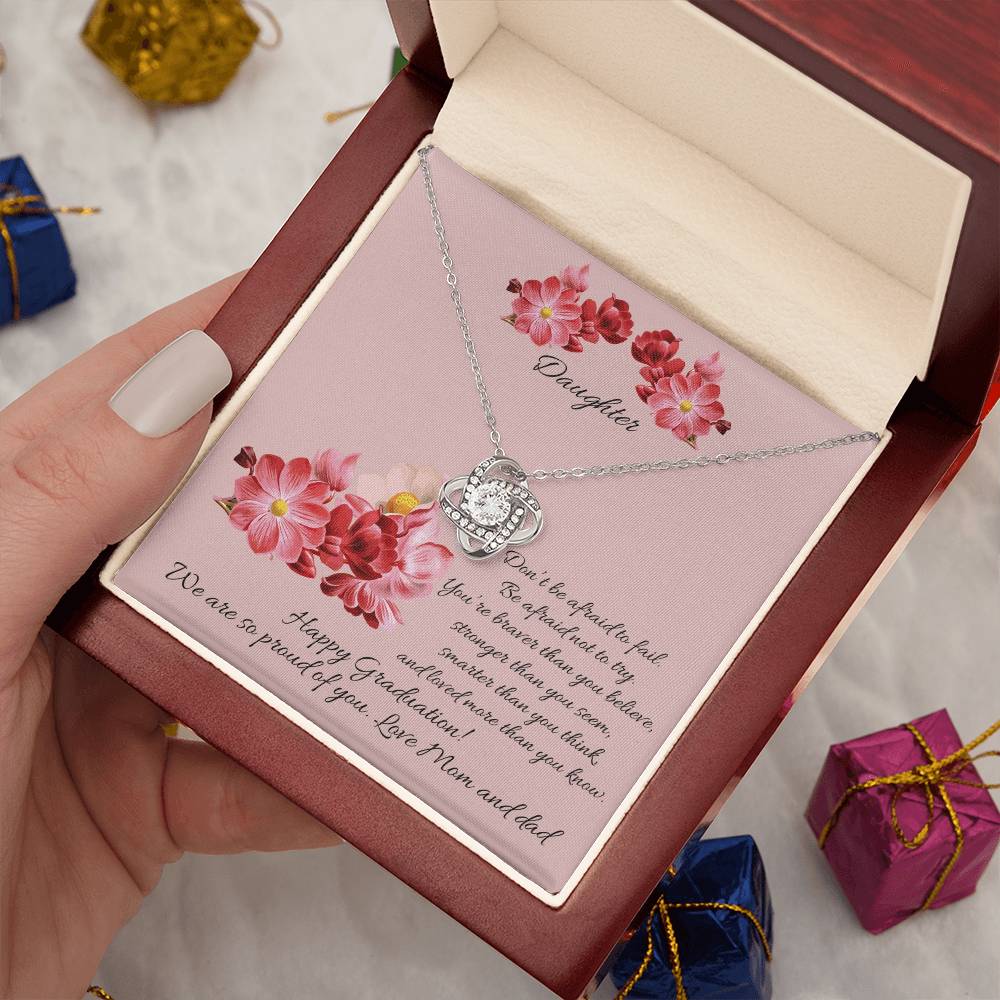 "A Graduation Gift - Love Knot Necklace" -"Don't Be Afraid to Fail"