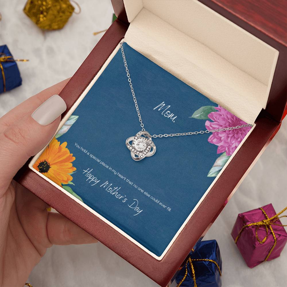 "You Hold a Special Place" Flowers - Mother's Day Love Knot Necklace - Forever Grateful To My Mom - Happy Birthday