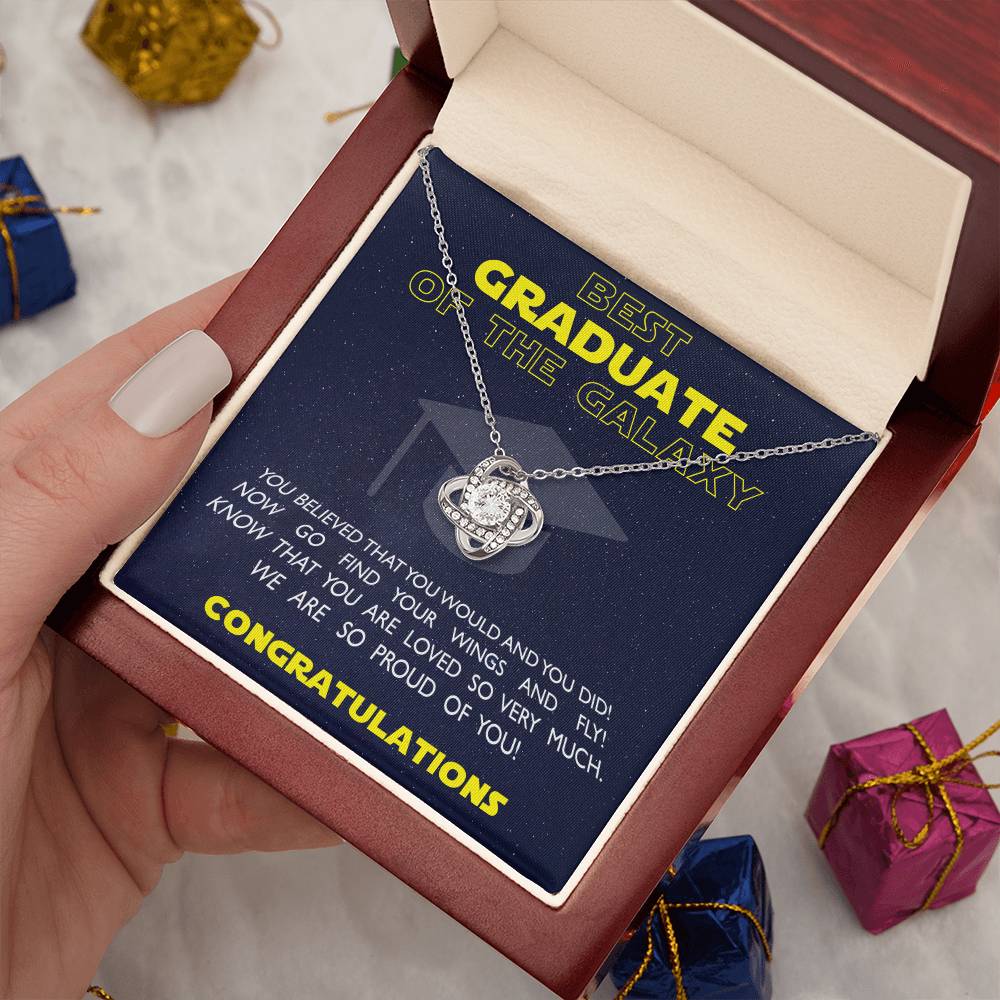 (Almost Gone!) Best Graduate of the Galaxy - Love Knot Necklace - Believe in Yourself, Congratulations