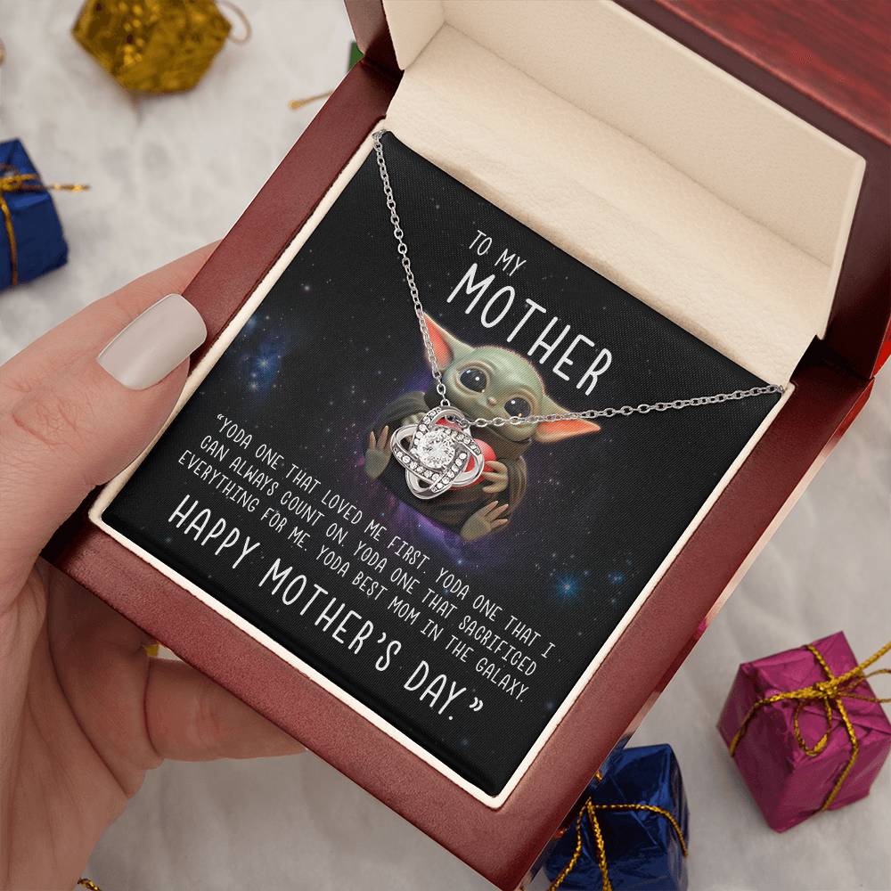 Baby Yoda to My Mother Yoda Best Mom in the Galaxy Happy Mother’s Day Forever Love Pendant Necklace