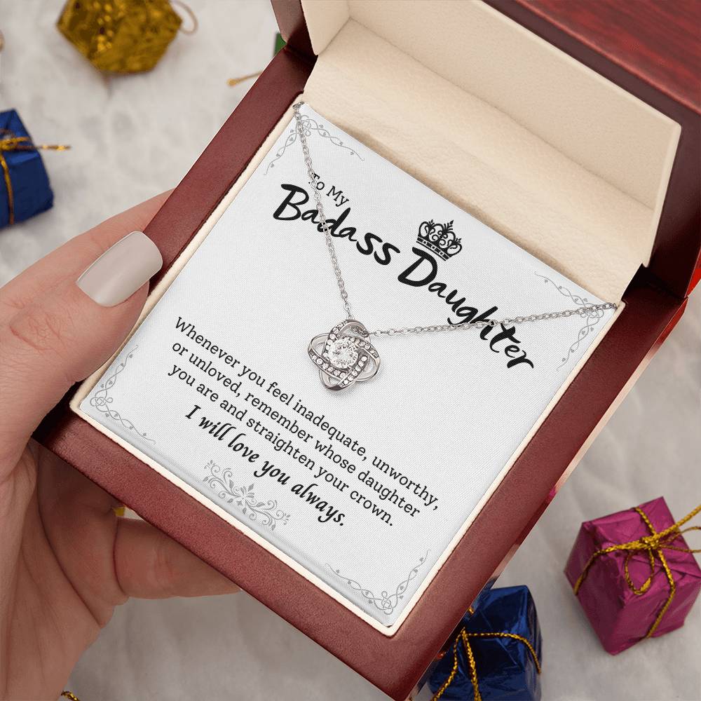 (Almost Gone) "to My Badass Daughter" Luxe Crown Necklace - To My Daughter – I Will Love You Always – Birthday or Graduation