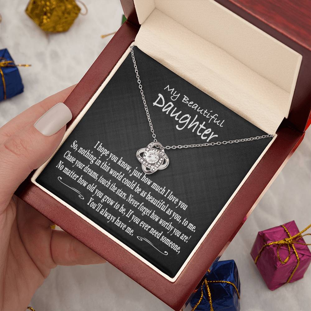 My Beautiful Daughter, From mom to daughter, From mum to daughter,Gift from parents, daughter Necklace, Love Knot Necklace from mum, Gift for my daughter, To my daughter Necklace, I love my daughter, forever my friend, Beautiful daughter Gift