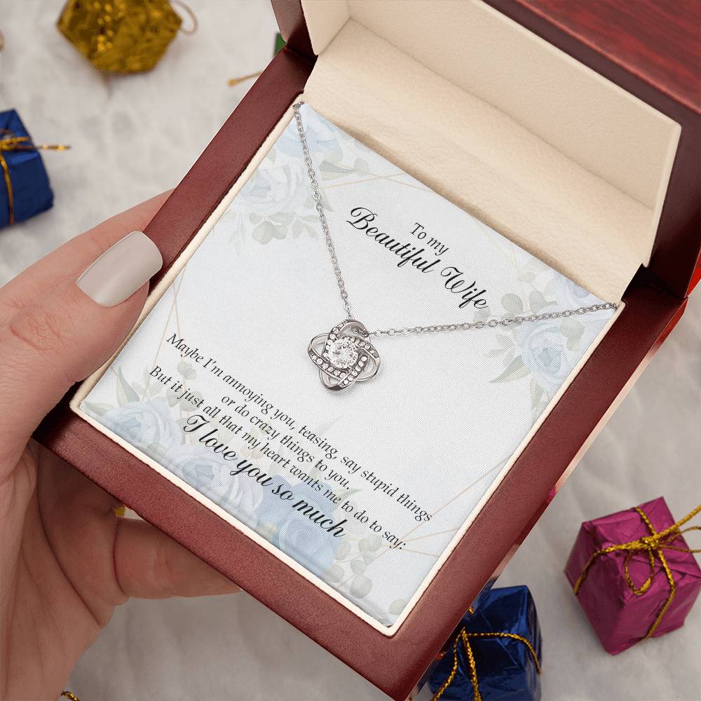 "My Beautiful Wife" Love Knot Necklace - Forever in My Heart - Gift My Wife