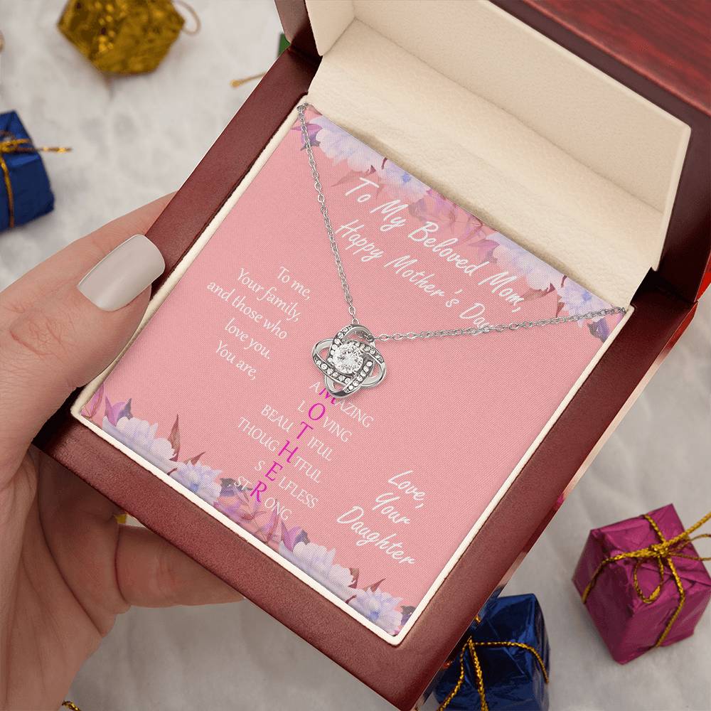"Mother" - Mother's Day Gift Love Knot Necklace - Priceless Gift To My Mother