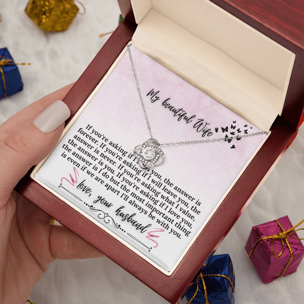 "If Your Asking" Love Knot Necklace (Pink & Butterflies Vertical Edition) -  A Meaningful Gift For Wife
