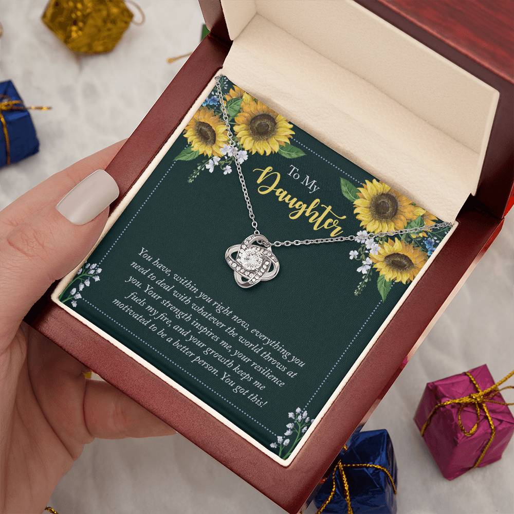 "A Gift for Daughter" From Mom/dad Love Knot Necklace - Your Strength