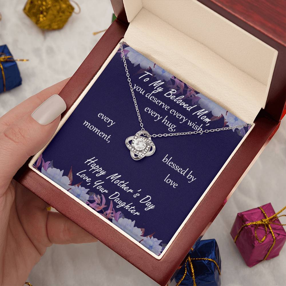 "Blessed by Love" - Mother's Day Necklace -  Ro My Beloved Mom - Happy Mother's Day Love, Your Daughter