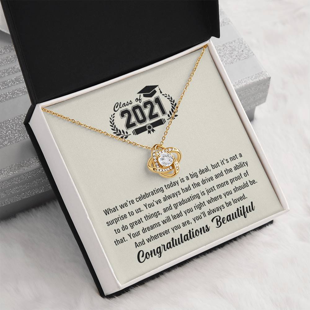 (Almost Gone!) Graduation Necklace - Congratulations Beautiful - Graduation Gift