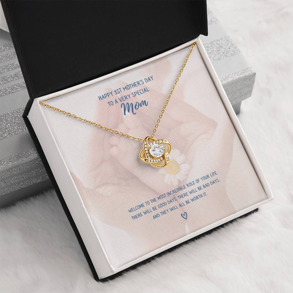 "Happy 1st Mother's Day" - Love Knot Necklace - Happy 1ST Mother's Day To A Very Special Mom