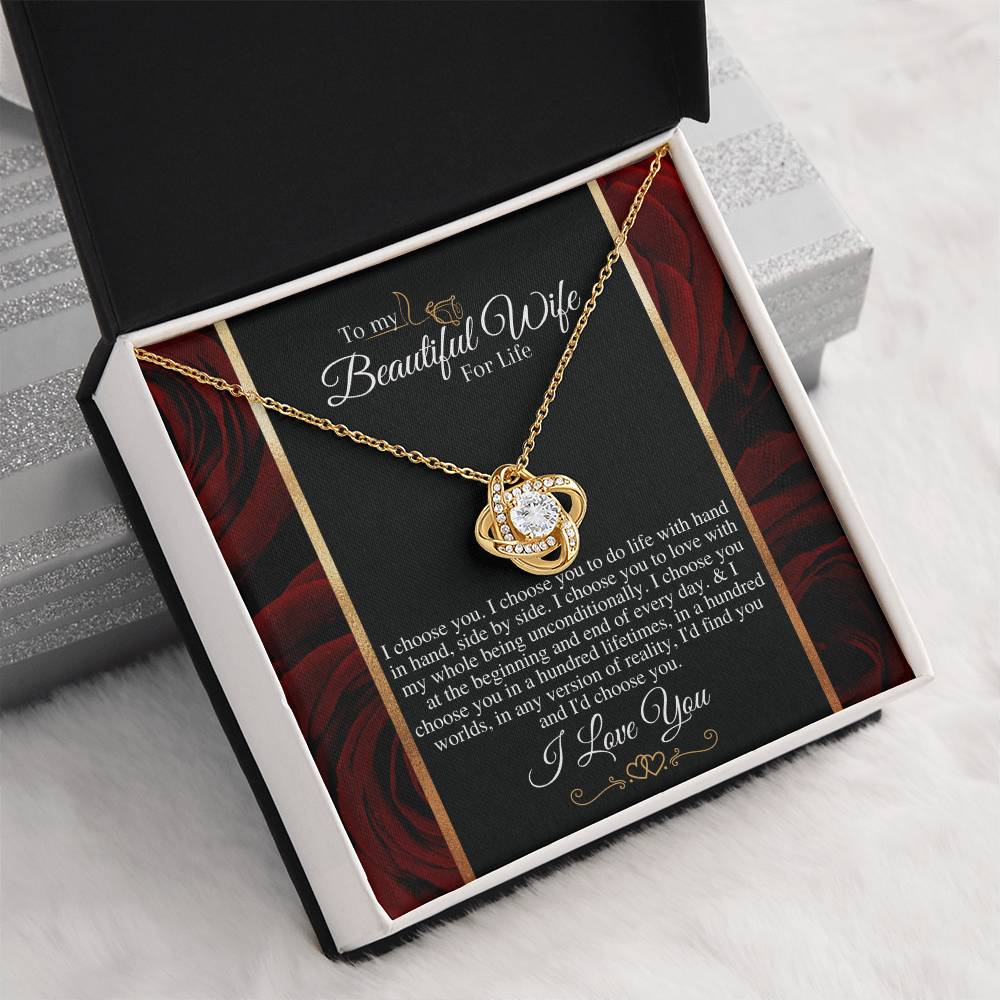 "I Choose You" Love Knot Necklace (Roses Edition) - A Present To My Wife