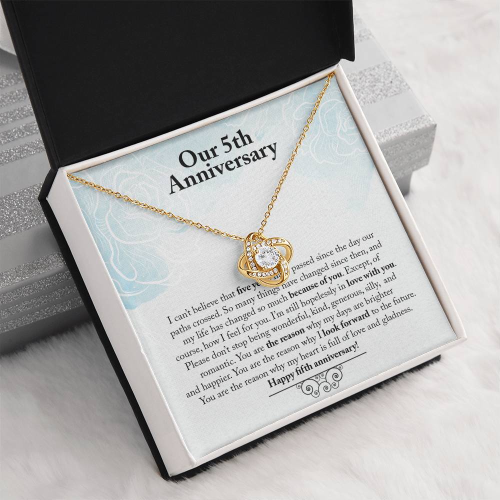 Our 5th Anniversary You Are The Reason Love Knot Necklace