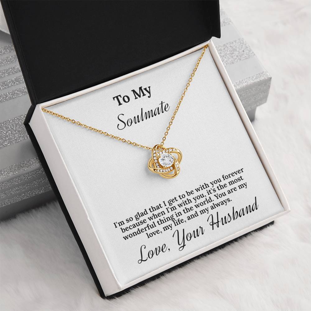 "To My Soulmate" Love Knot Necklace in White Gold - A Special Gift For My Girlfriend - Happy Anniversary