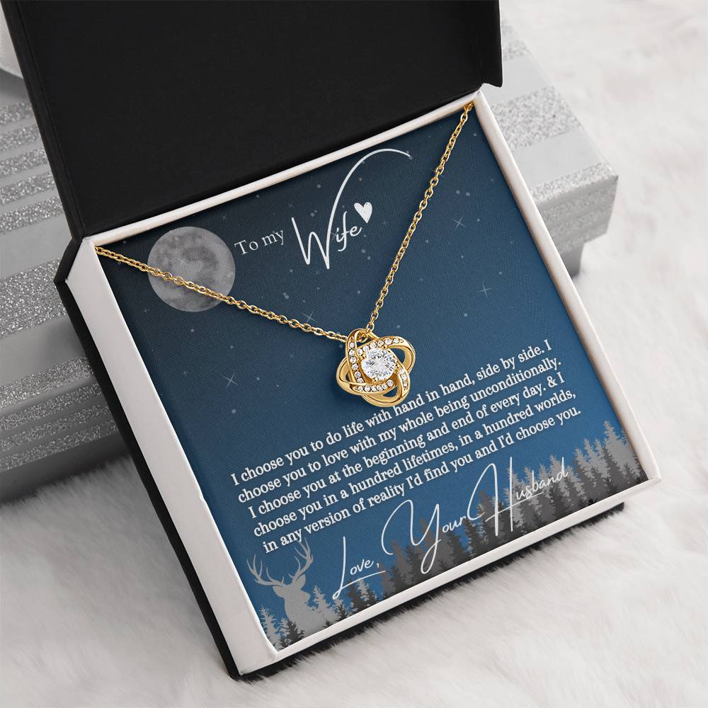"I Choose You" Love Knot Necklace (Blue Starlight Edition)  -  To My Birthday, Wedding Anniversary