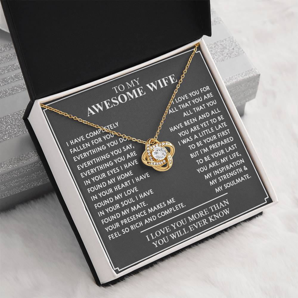 ALMOST SOLD OUT - To My Awesome Wife Love Knot Necklace