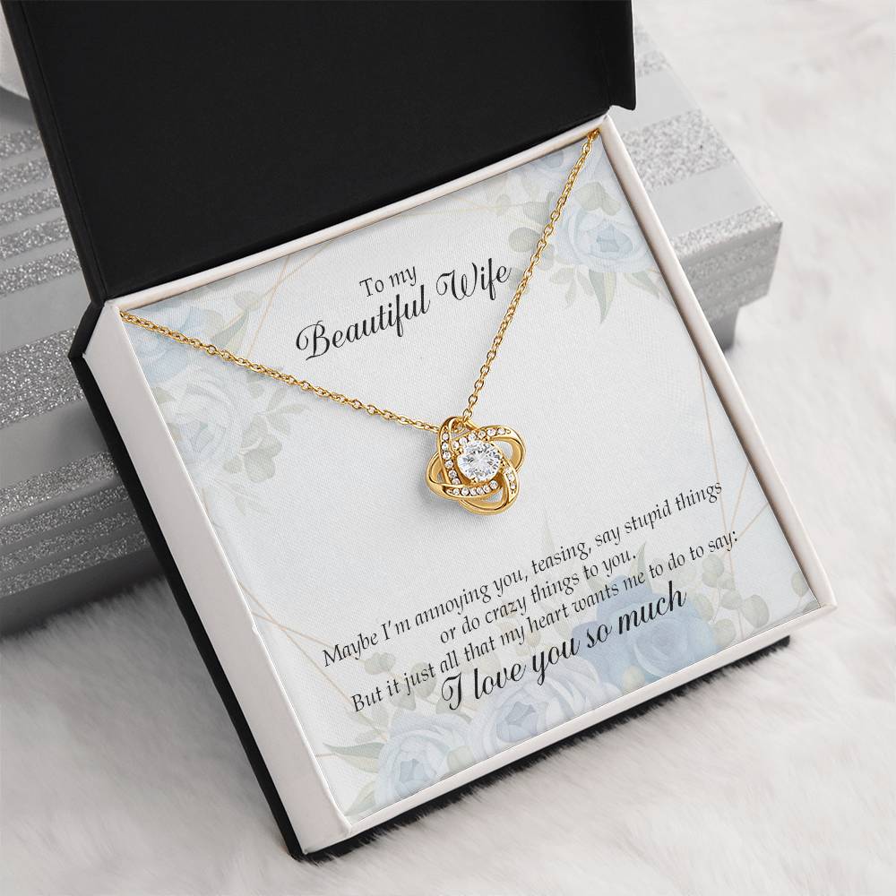 "My Beautiful Wife" Love Knot Necklace - Forever in My Heart - Gift My Wife