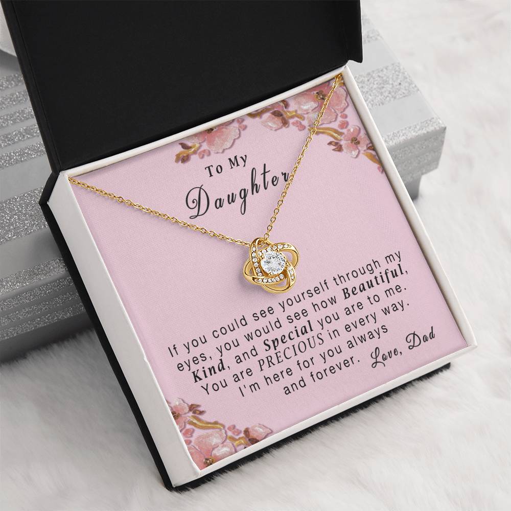 "To My Daughter, If You Could See.." Cubic Zirconia With 14k White Gold Finish Necklace