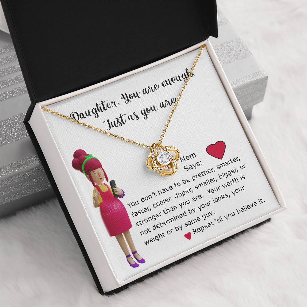 Necklace Gift for Daughter, Mom Says series, You are Enough encouragement message card