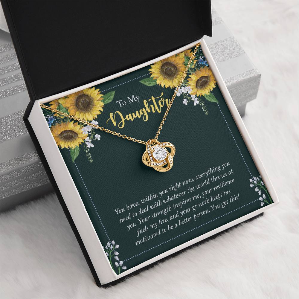 "A Gift for Daughter" From Mom/dad Love Knot Necklace - Your Strength