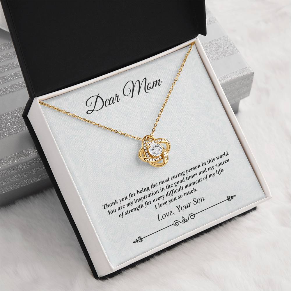 'Dear Mom' Jeweled Knot Necklace - the Most Caring Person in This World