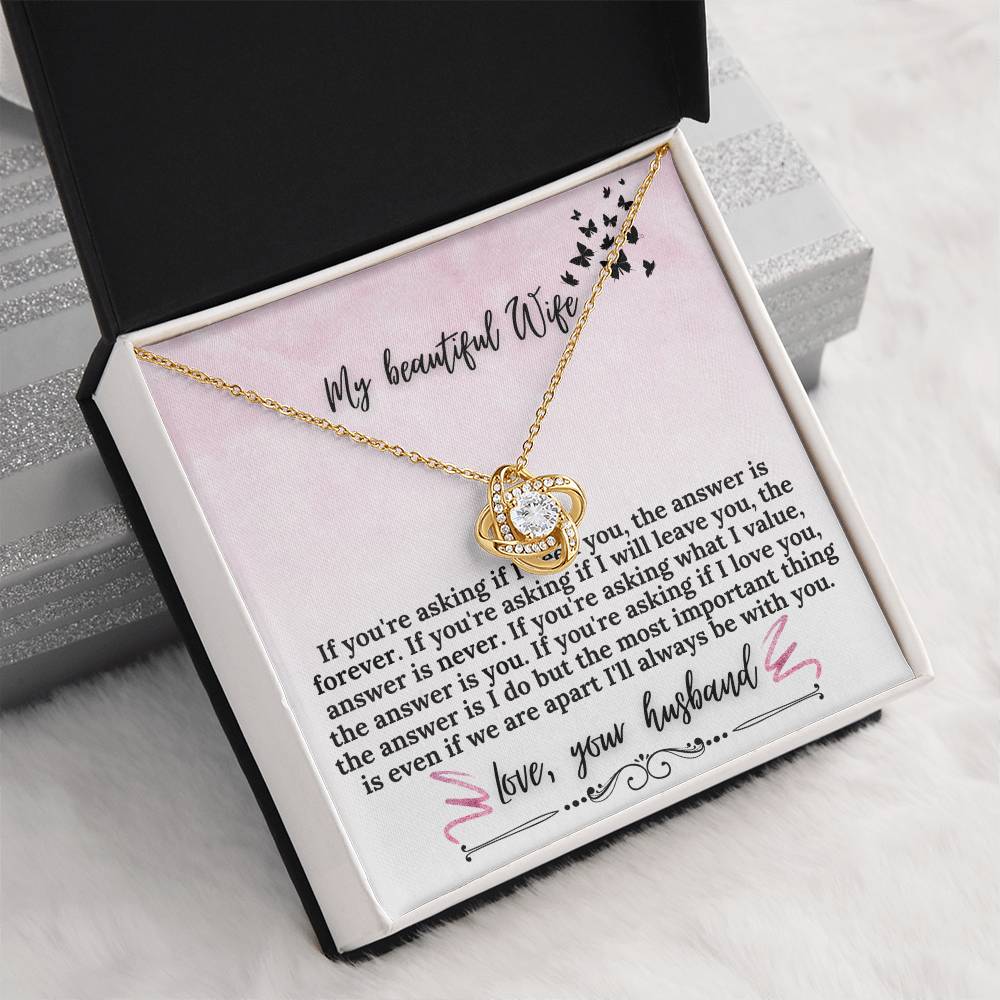 "If Your Asking" Love Knot Necklace (Pink & Butterflies Vertical Edition) -  A Meaningful Gift For Wife