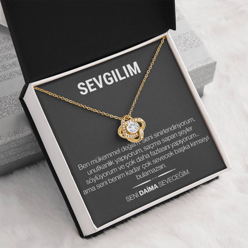 "Sevgilim" Love Knot Necklace in Turkish | 14k White Gold Over Stainless Steel - To My Soulmate – Happy Anniversary