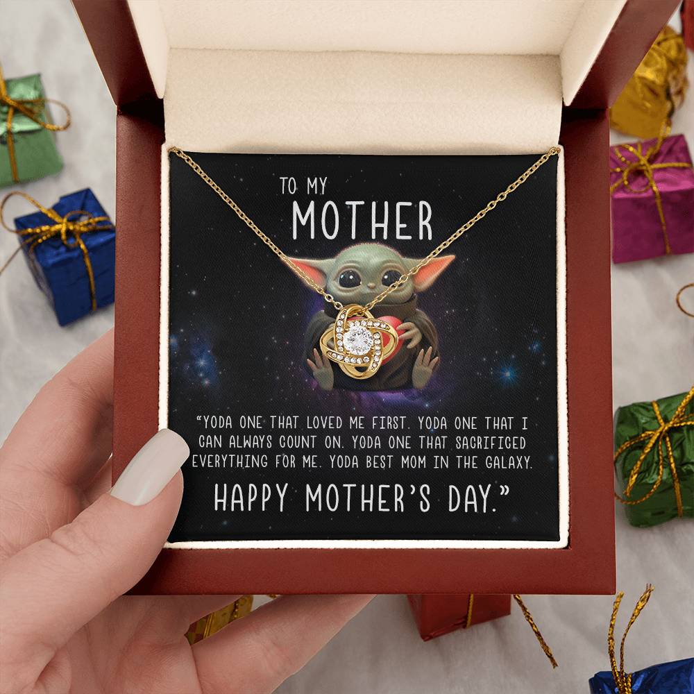 Baby Yoda to My Mother Yoda Best Mom in the Galaxy Happy Mother’s Day Forever Love Pendant Necklace