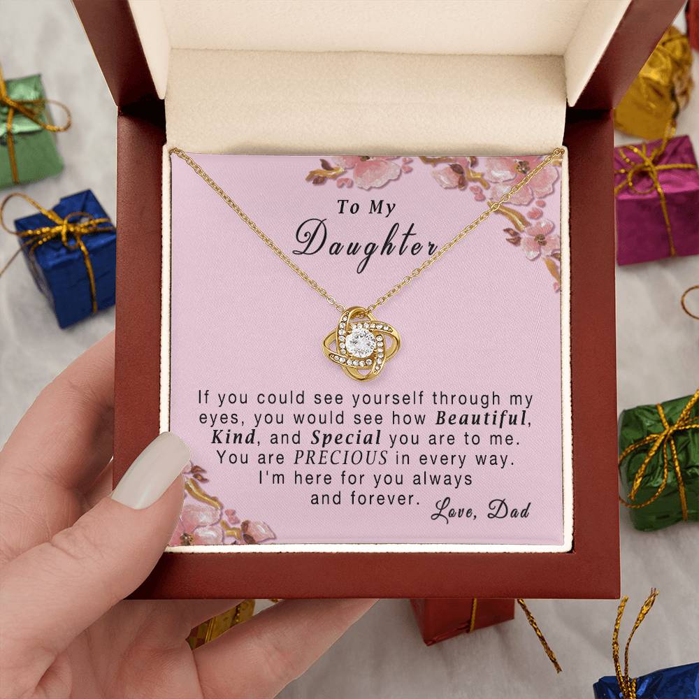 "To My Daughter, If You Could See.." Cubic Zirconia With 14k White Gold Finish Necklace