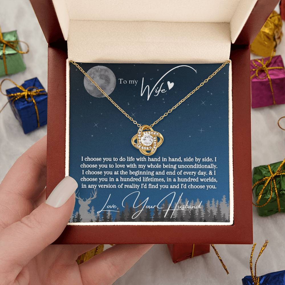"I Choose You" Love Knot Necklace (Blue Starlight Edition)  -  To My Birthday, Wedding Anniversary