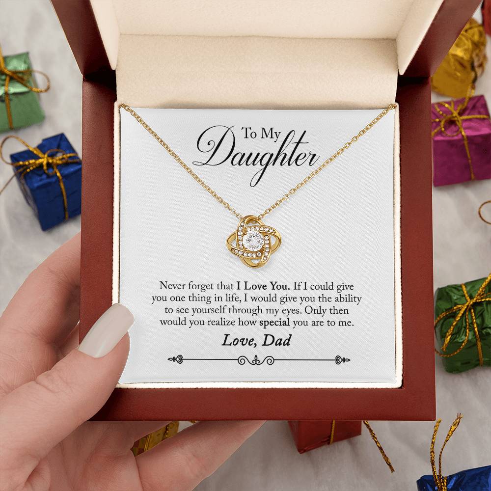 "To My Daughter" - Love Knot Necklace Gift Set - Never Forget That I Love You