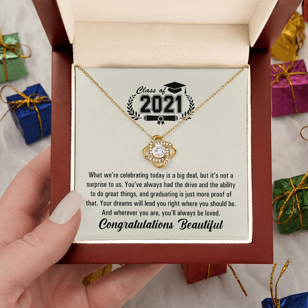 (Almost Gone!) Graduation Necklace - Congratulations Beautiful - Graduation Gift