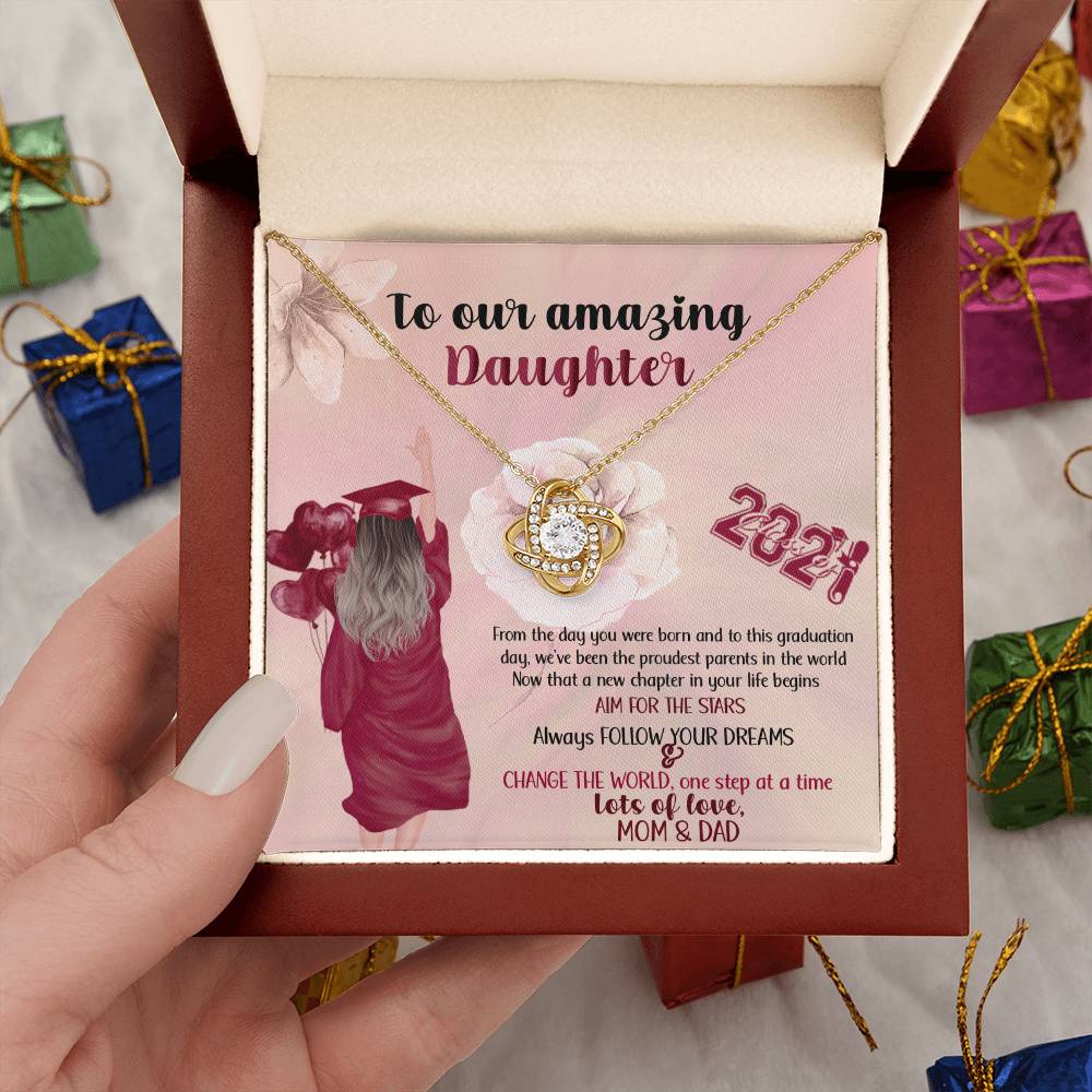 "To Our Amazing Daughter" Love Knot Necklace, Graduation Gift for Daughter