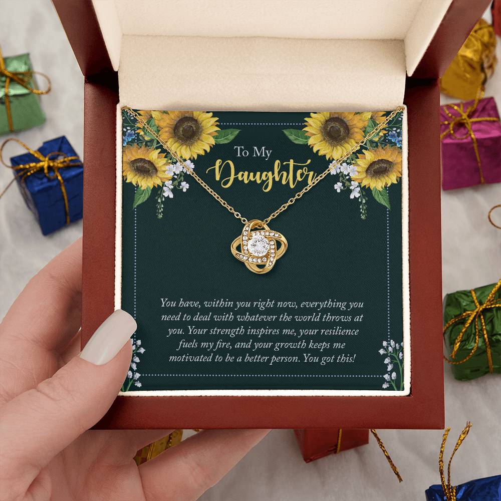"A Gift for Daughter" From Mom/dad Love Knot Necklace - Your Strength