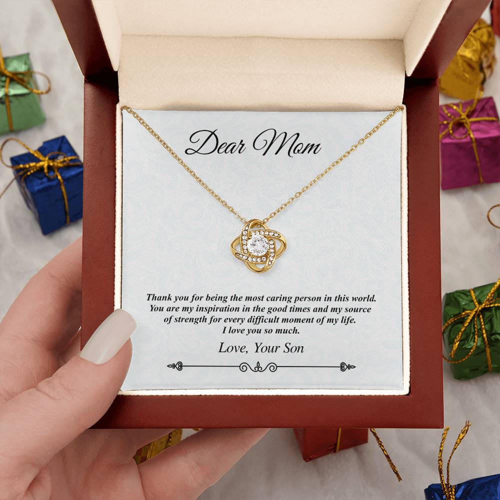 'Dear Mom' Jeweled Knot Necklace - the Most Caring Person in This World