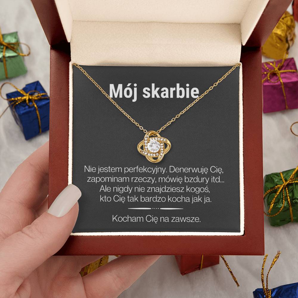 "Skarbie" Love Knot Necklace in Turkish | 14k White Gold Over Stainless Steel - To My Love – Happy Valentine’s Day