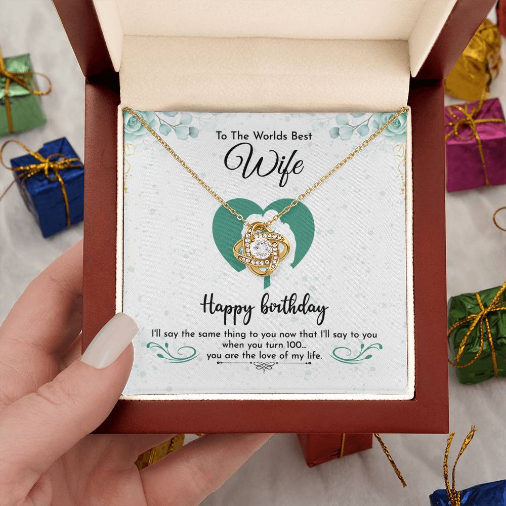 To The World's Best Wife Happy Birthday ☆ Wife Birthday gift from Husband ☆ Gift for wife From Husband ☆ Valentine Gift For Wife ☆ Anniversary Gift For Wife ☆ Couple Gift ideas ☆ Love Knot Necklace