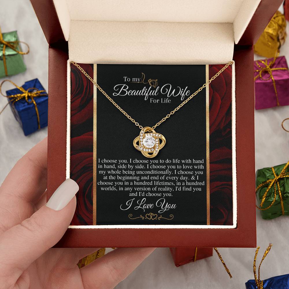 "I Choose You" Love Knot Necklace (Roses Edition) - A Present To My Wife