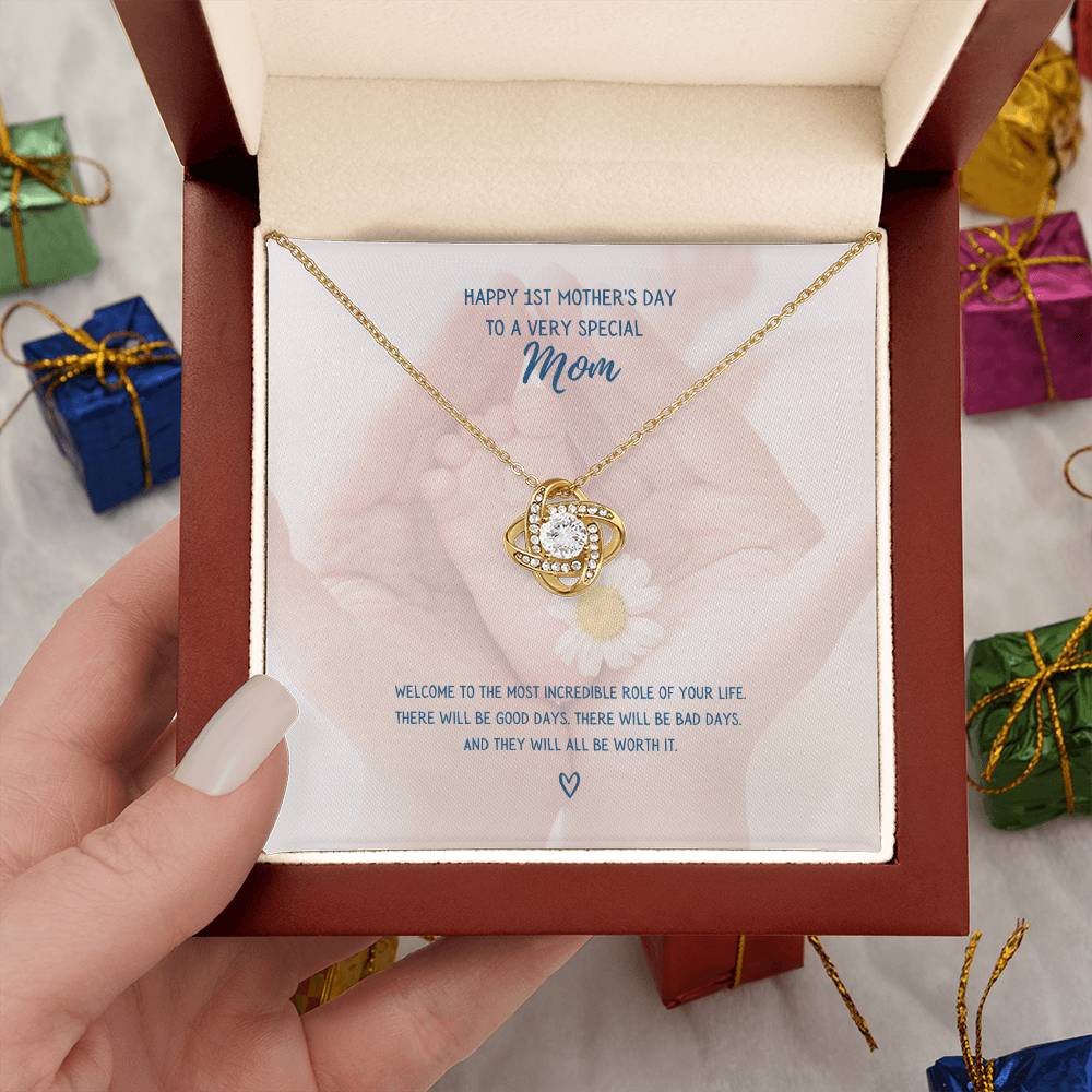 "Happy 1st Mother's Day" - Love Knot Necklace - Happy 1ST Mother's Day To A Very Special Mom