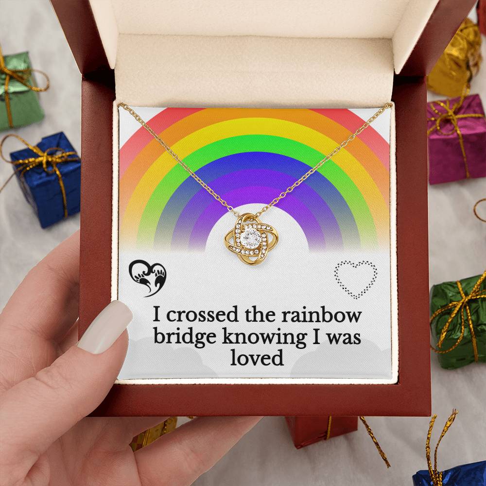 Rainbow Bridge Pet Remembrance Sparkling Necklace