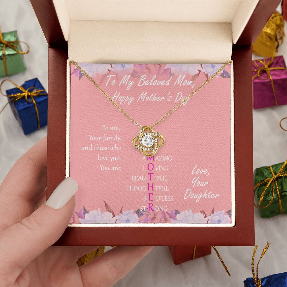 "Mother" - Mother's Day Gift Love Knot Necklace - Priceless Gift To My Mother