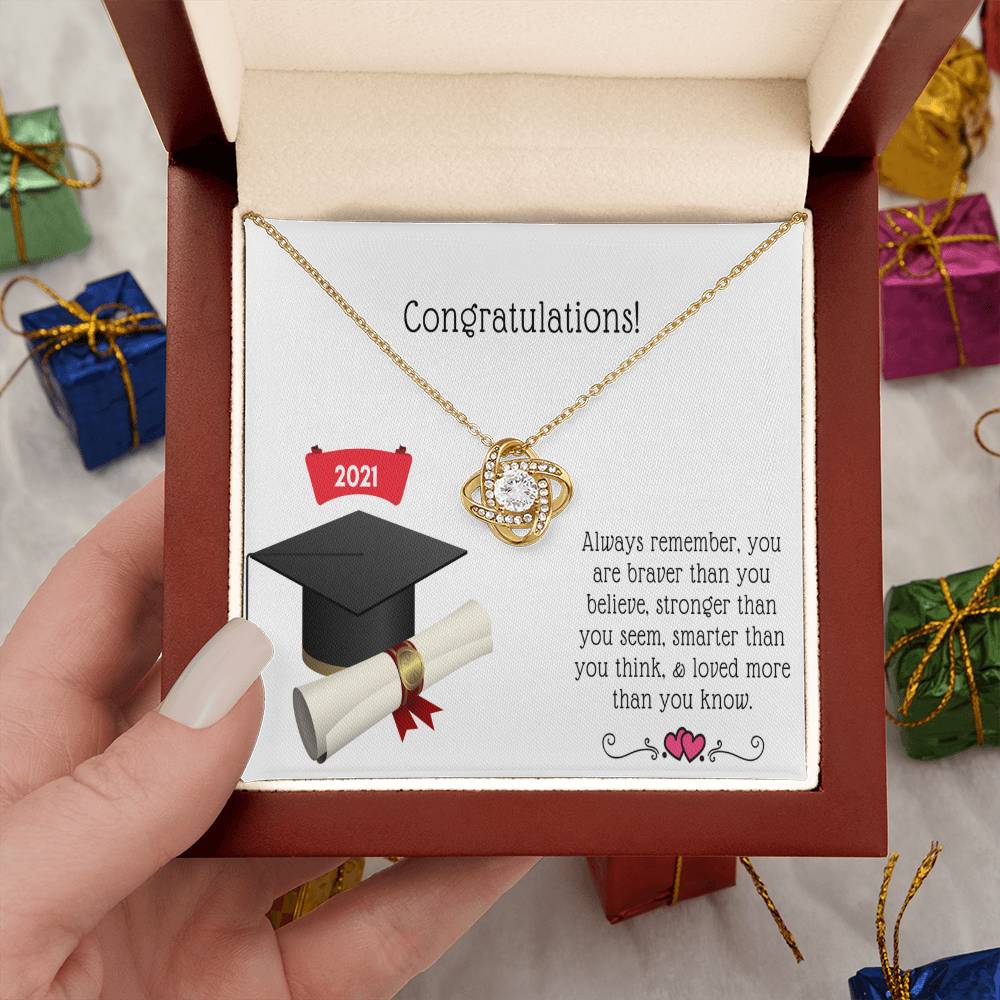 "A Graduation Gift - Love Knot Necklace" -"Always Rememberl" - To Graduation, Promotion