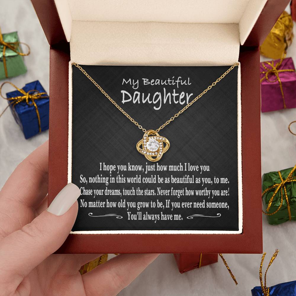 My Beautiful Daughter, From mom to daughter, From mum to daughter,Gift from parents, daughter Necklace, Love Knot Necklace from mum, Gift for my daughter, To my daughter Necklace, I love my daughter, forever my friend, Beautiful daughter Gift