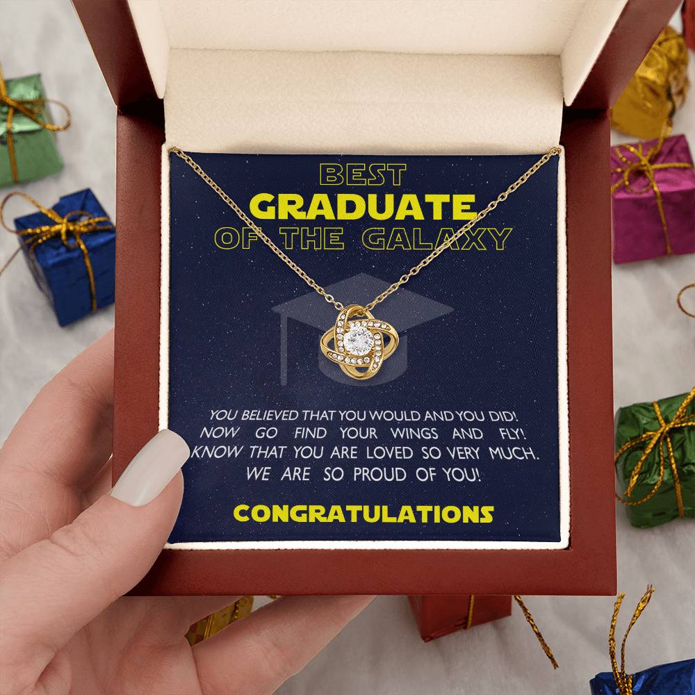 (Almost Gone!) Best Graduate of the Galaxy - Love Knot Necklace - Believe in Yourself, Congratulations
